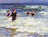 Edward Potthast Canvas Paintings - In the Surf